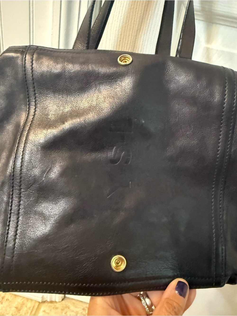 Yves Saint Laurent Black Leather Tote with Gold Hardware - Picture 7 of 9